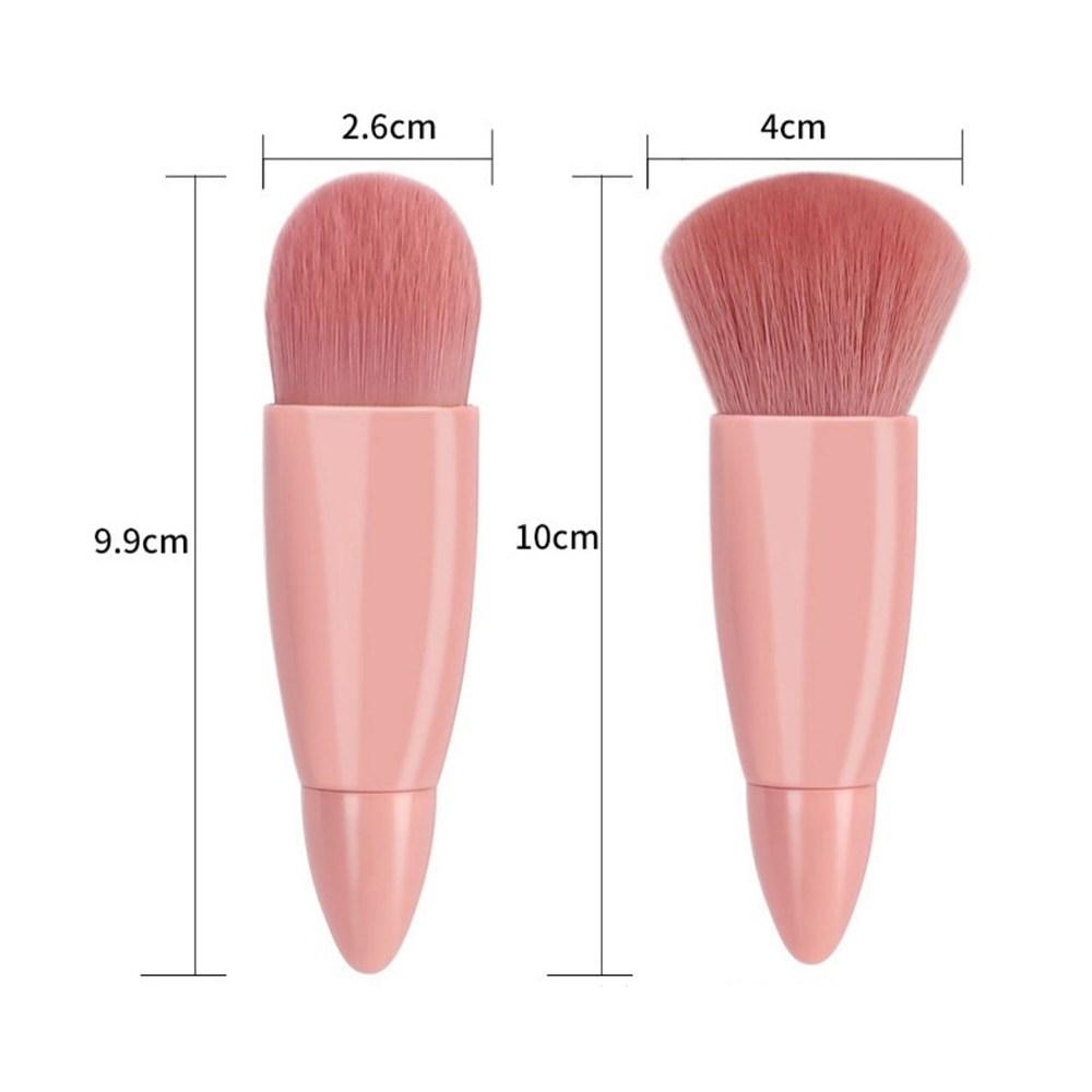 Fizz Foundation Brush with Mirror Case Loose Powder Foundation Blush Brush Soft Bristle Full Set Shadow Lip Makeup Light Pink, 1pc