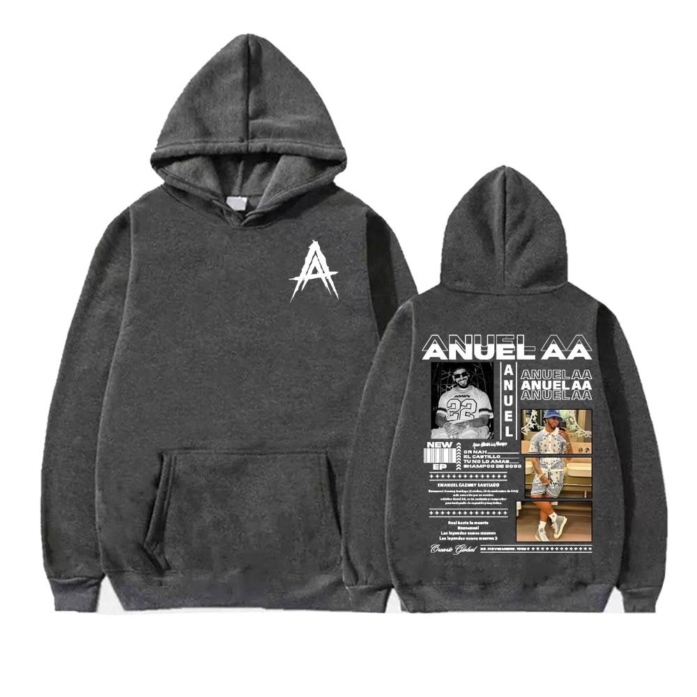 Худи свитшоты свитшоты с капюшоном для мужчин и женщин Rapper Anuel AA Real Hasta La Muerte World Tour Мода Хип-Хоп Поп-музыка Флис Повседневные Пуловеры