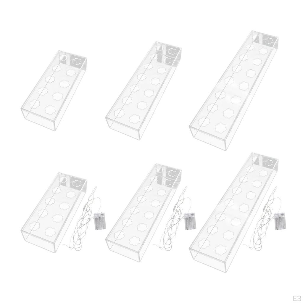 Acrylic Flower Vase Rectangular Holder with Hole Flute Low Laying Bud for Party