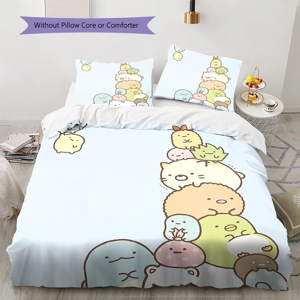 Милый Комплект Постельного Белья с Узором Sumikko Gurashi Одеяло Декор для Дома Подарок (1 пододеяльник + 2 наволочки без наполнителя)