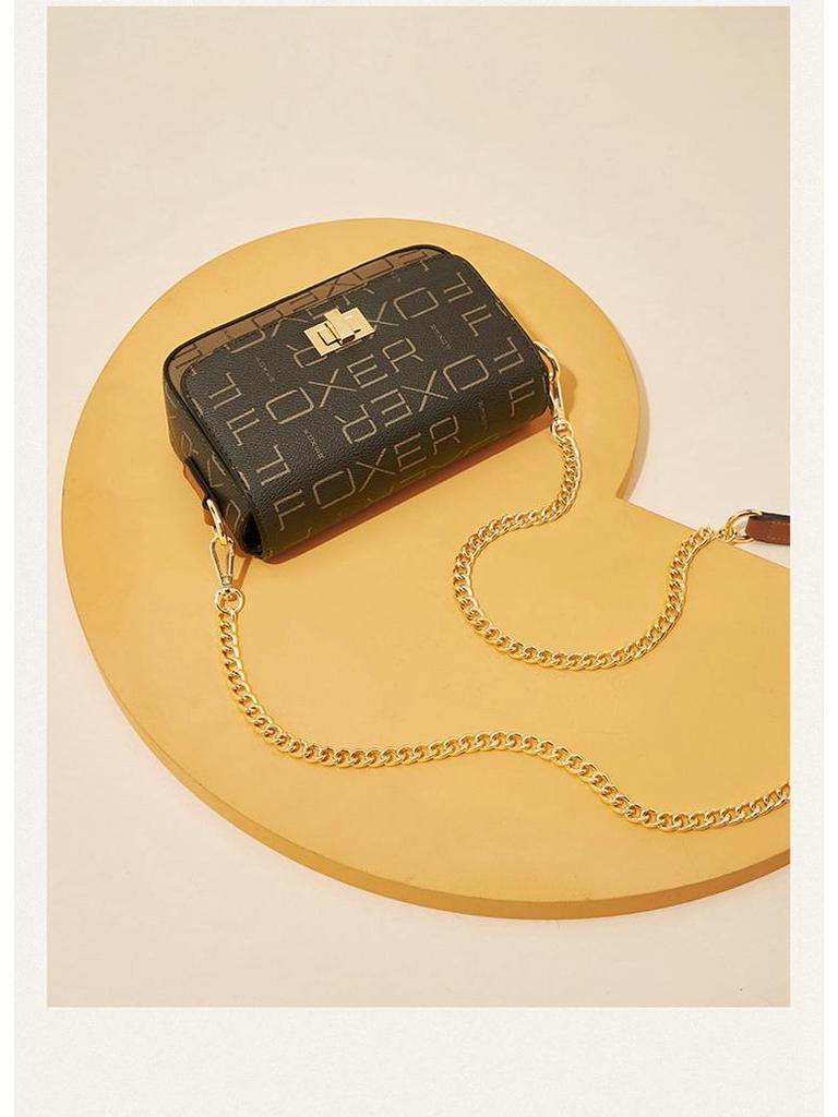 Женская сумка-кроссбоди для телефона FOXER Golden Fox с принтом и цепочкой