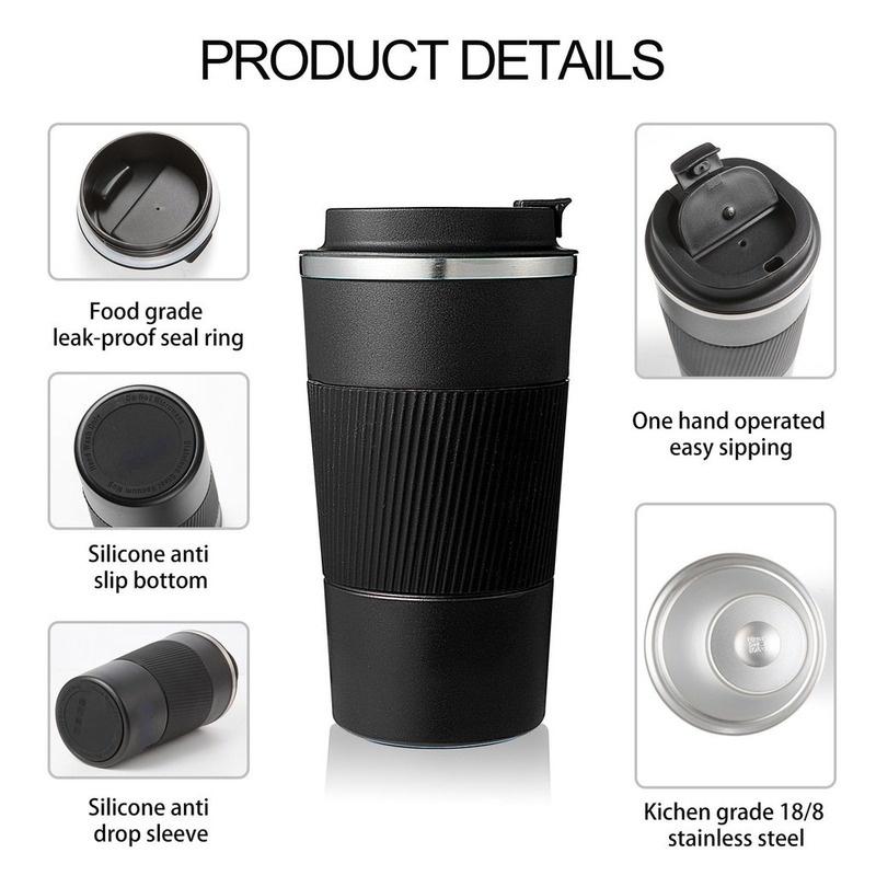 Кофейная чашка из нержавеющей стали, 380 мл, 510 мл, термокружка Garrafa Termica Cafe Copo Termico Caneca, нескользящая изолированная бутылка для путешествий в автомобиле
