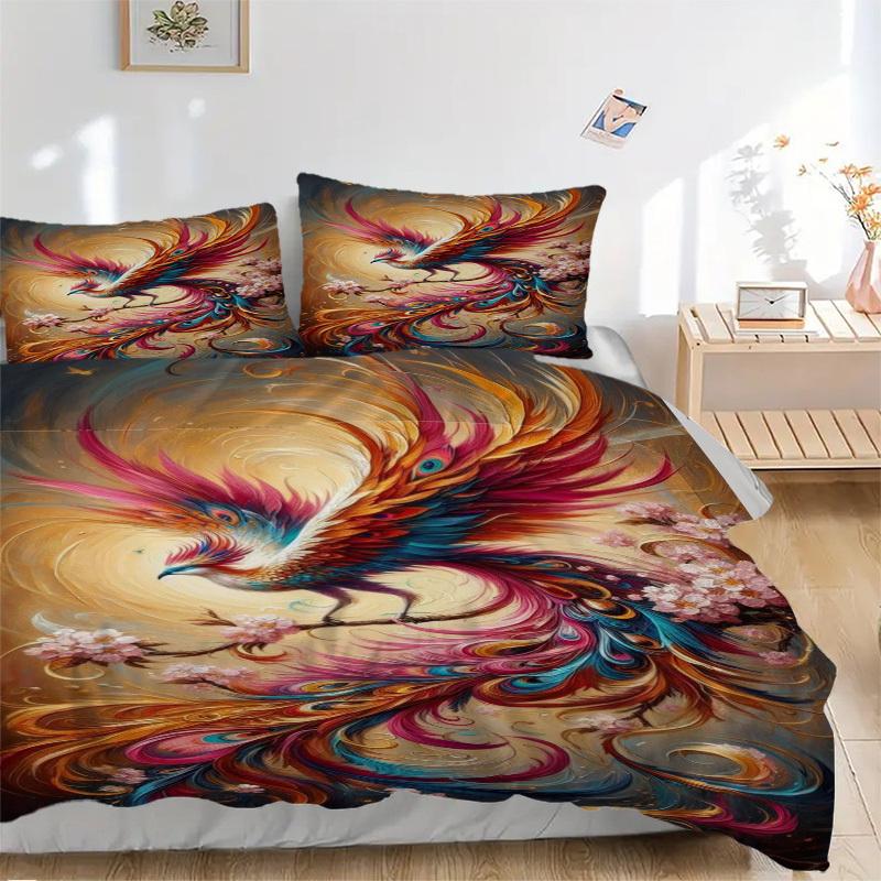 3pcs Mythical-Bird Duvet Cover Set - Includes 1 Duvet Cover and 2 Pillowcases, No Quilt Core, All-Season Home Decor yy251111083