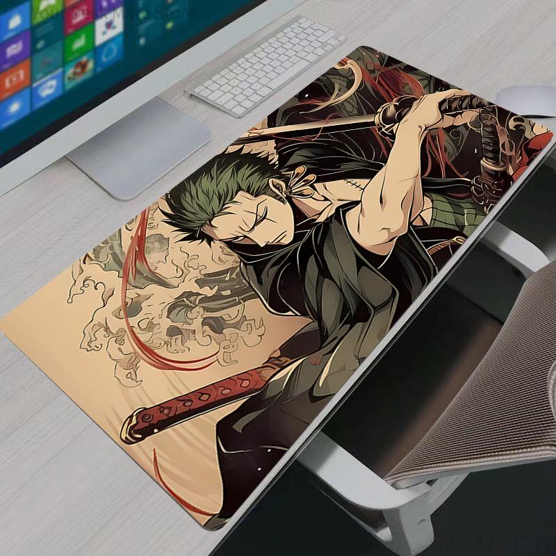 Коврики для мыши Аниме Игровые аксессуары Большой коврик для мыши One Piece Зоро Ковер Геймерский ПК Компьютер Клавиатура Настольный коврик Mausepad