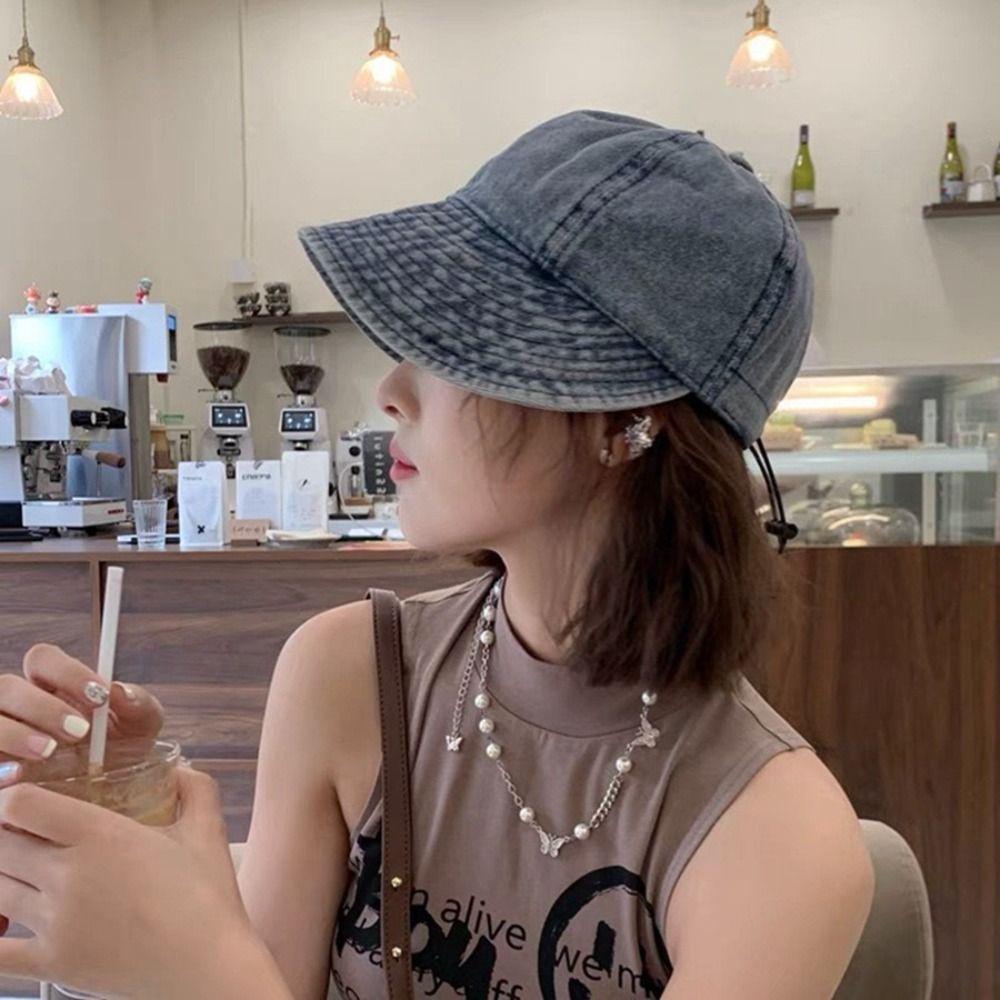 Retro Women Baseball Cap Windproof Sun Cap INS Big Brim Sun Hat Summer Spring Autumn