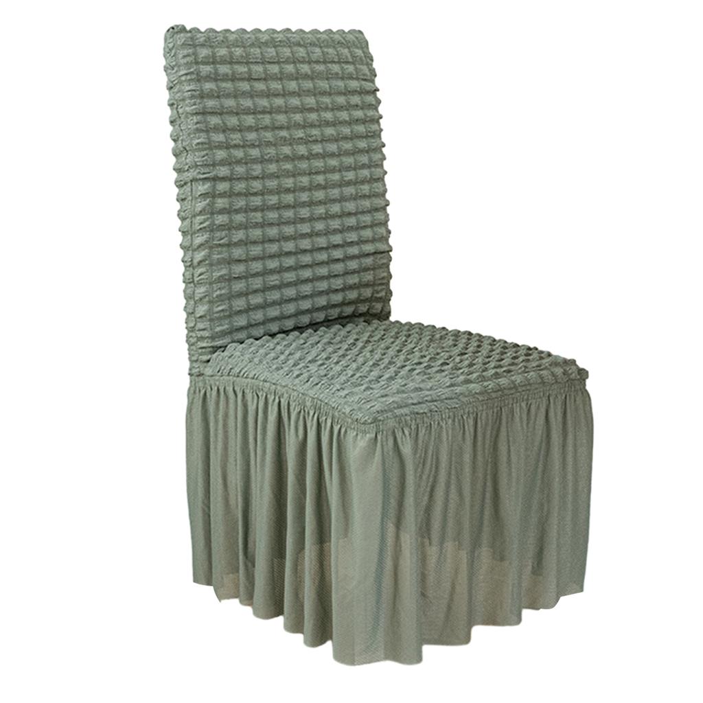 Solid Stretch Dining Chair Cover Seersuckers Chair Protector Cover Slipcover Banquet Chair Skirt Wedding Party Decor