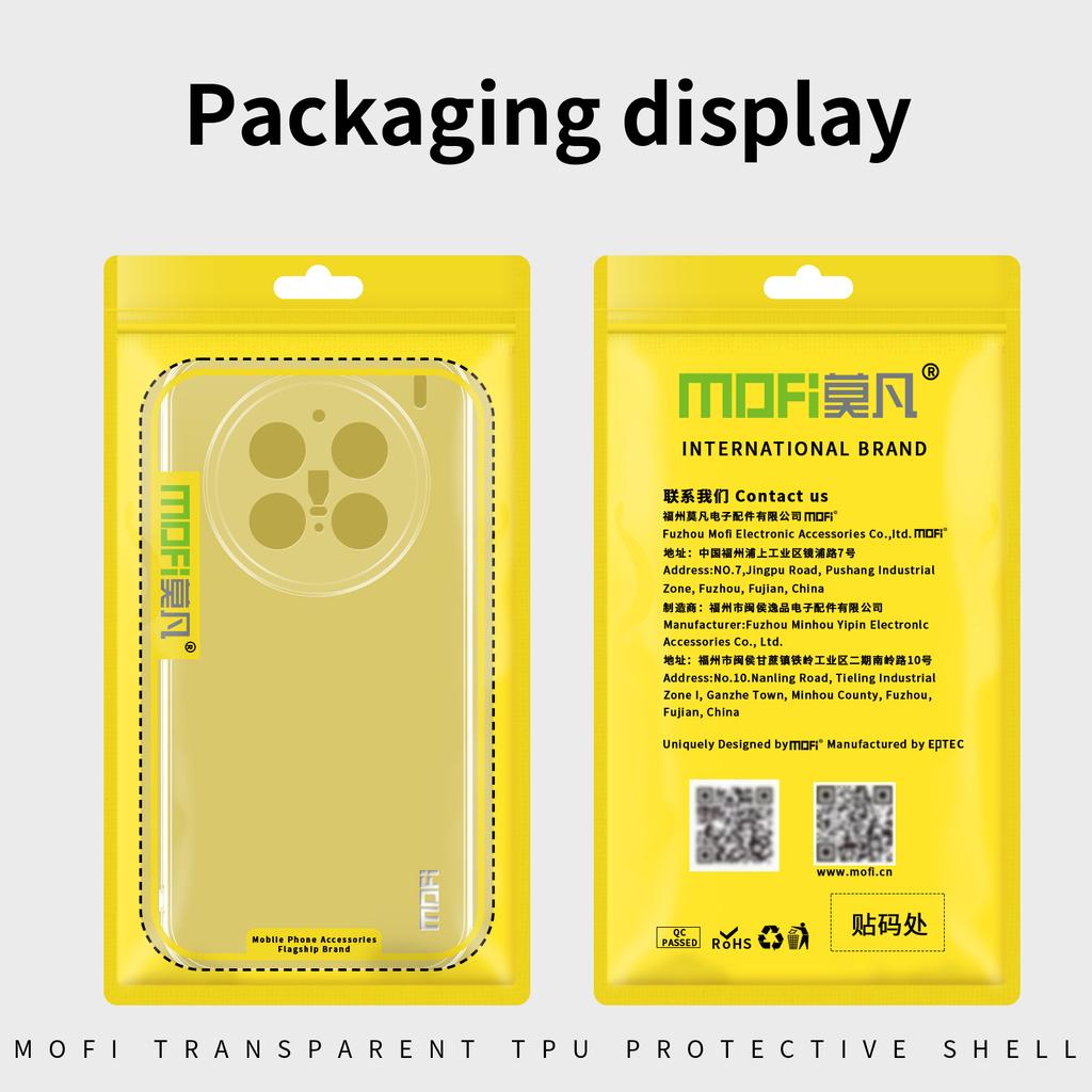 For vivo X200 Pro 5G Clear Phone Case MOFI Ultra-Thin TPU Phone Back Cover