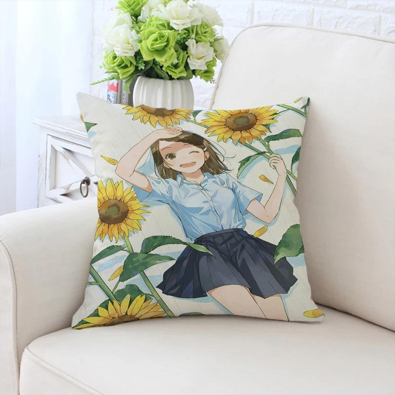 Роскошный домашний декор, наволочка для автомобиля, гостиной, дивана, чехол для подушки с рисунком подсолнуха и девушки