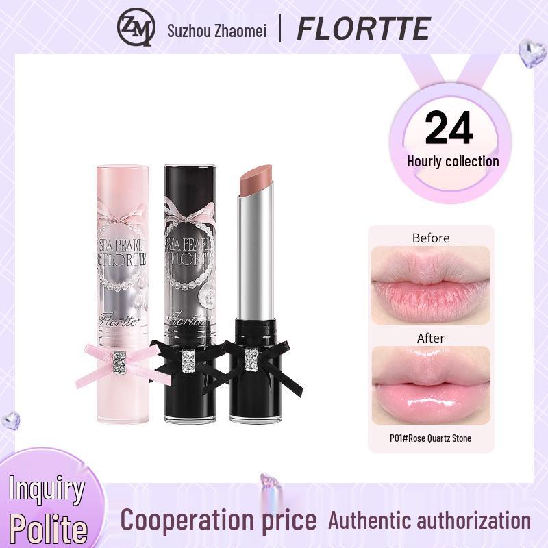 FLORTTE Glass Sea Твердый блеск для губ - Прозрачный нюдовый Водянистый легкий Зеркальный финиш