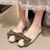 Fashion 2025 New Fashion Square Toe Shallow Mouth Flat Single Shoes New Temperament Soft Sole Comfortable Flying Weaving Women's Shoes