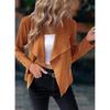 Autumn Fashion Women New Jackets Casual Imitation Deerskin Short Coat Big Lapel Elegant Long Sleeve Zipper Solid Color Clothes 1572