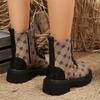 Модный брендовый дизайн, принт, ботильоны на платформе, женские, осень-зима, искусственная кожа, короткие ботинки, женские, нескользящие, на молнии, армейские ботинки, женские