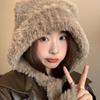 Зимняя шапка для защиты ушей Модная шапка-бини с медведем Новая плюшевая шапка-ушанка