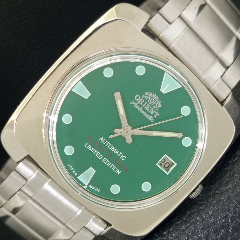 USED VINTAGE ORIENT AUTOMATIC 46941 JAPAN MENS GREEN COLOR DIAL WATCH A702206-5 R123-a702206