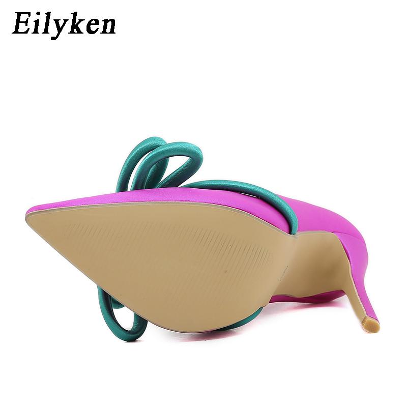 Eilyken 2023 New Shoes Pumps Women Fashion Silk Butterfly Knot Sexy Pointed Toe Stripper Heels Party Female Sandals