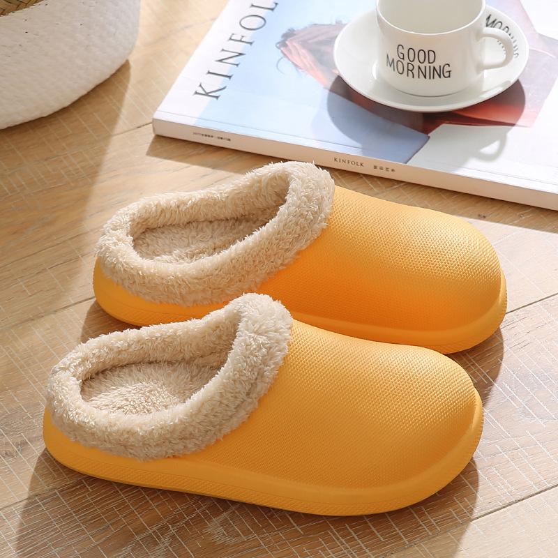 Модные новые зимние тапочки, теплая женская обувь, водонепроницаемые парные нескользящие плюшевые хлопковые домашние тапочки для улицы и дома, удобные мужские домашние тапочки