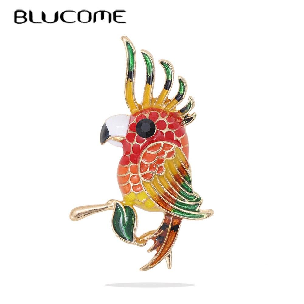 Blucome Модная брошь с милой птицей и животным, цветная эмалированная булавка с попугаем, женские украшения, аксессуары для одежды, подарок на Новый год