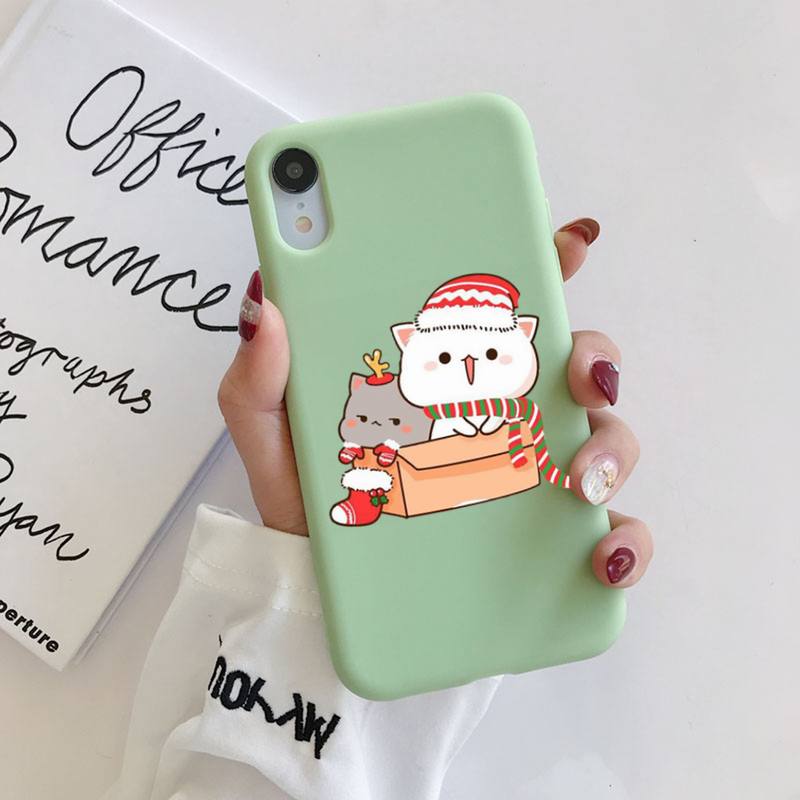 FHNBLJ Mochi Peach Goma Cat Чехол для телефона Мягкий однотонный чехол для iPhone 11 12 13 mini pro XS MAX 8 7 6 6S Plus X XR