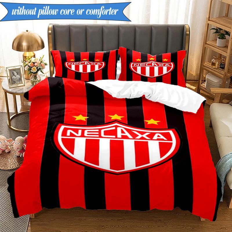 3PCS Football Crest Heartbeat Printed Soft Bedding Set,Including 1pc Duvet Cover And 2pcs Pillowcases Perfect for Bedroom, Dormitory, Fan gift