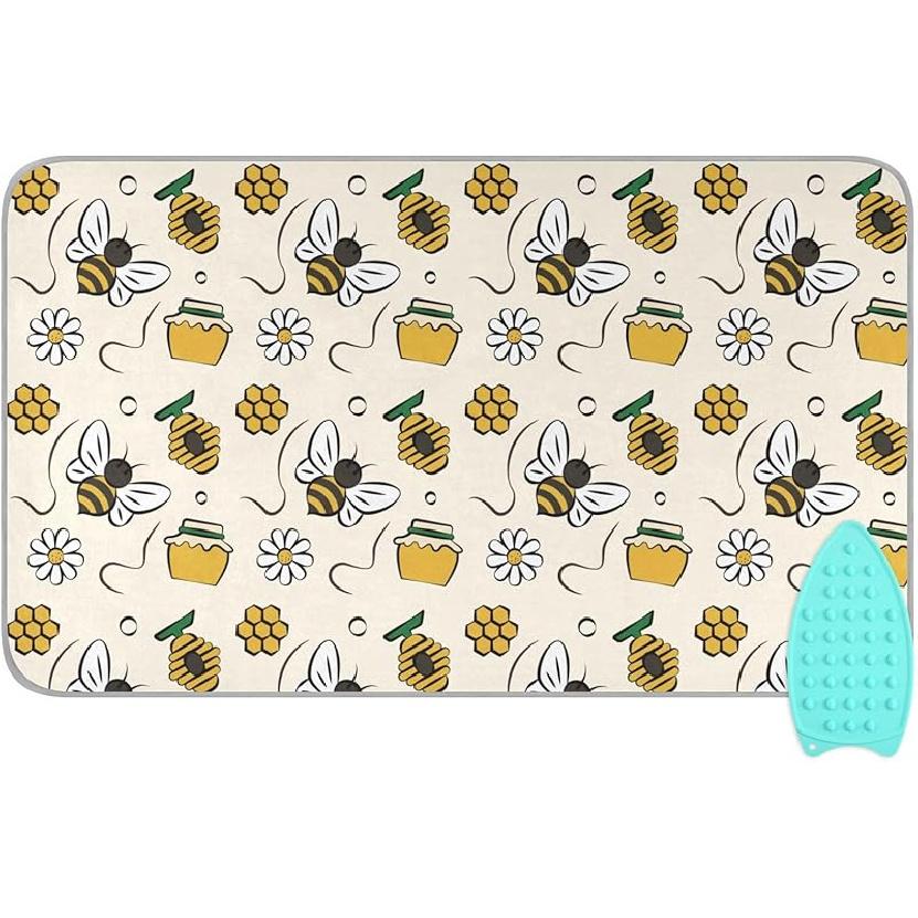 Коврик для глажки для стола Портативное дорожное одеяло для глажки Чехлы для гладильной доски Коврик для прессования Подушки для термопресса 27,6x47,2 дюйма Серые цветы