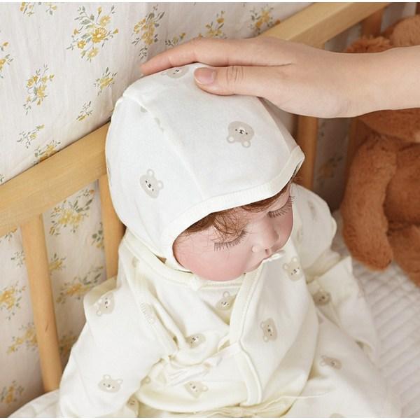 Комплект из 2-х чепчиков Baby&I, БЕСПЛАТНО (16 х 11 см), белый, кремовый, Популярная детская одежда в Корее