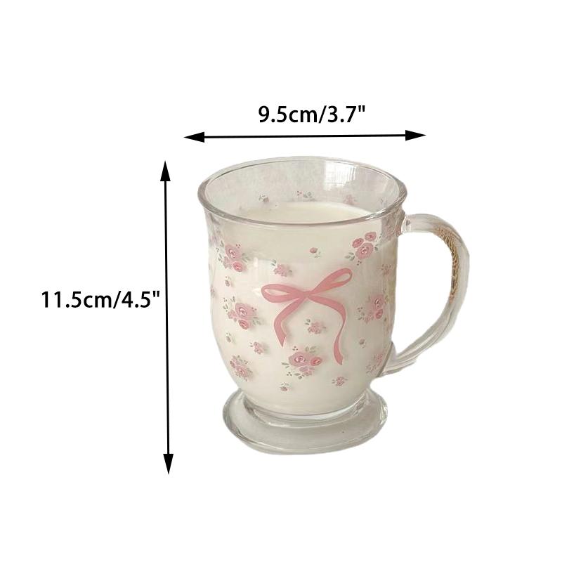 Милая стеклянная кружка с бантом для воды, мультяшная стеклянная кружка с бантом, полосатая милая кружка для кофе, бытовая кружка для фруктового чая, лимонада, подарок для девочек