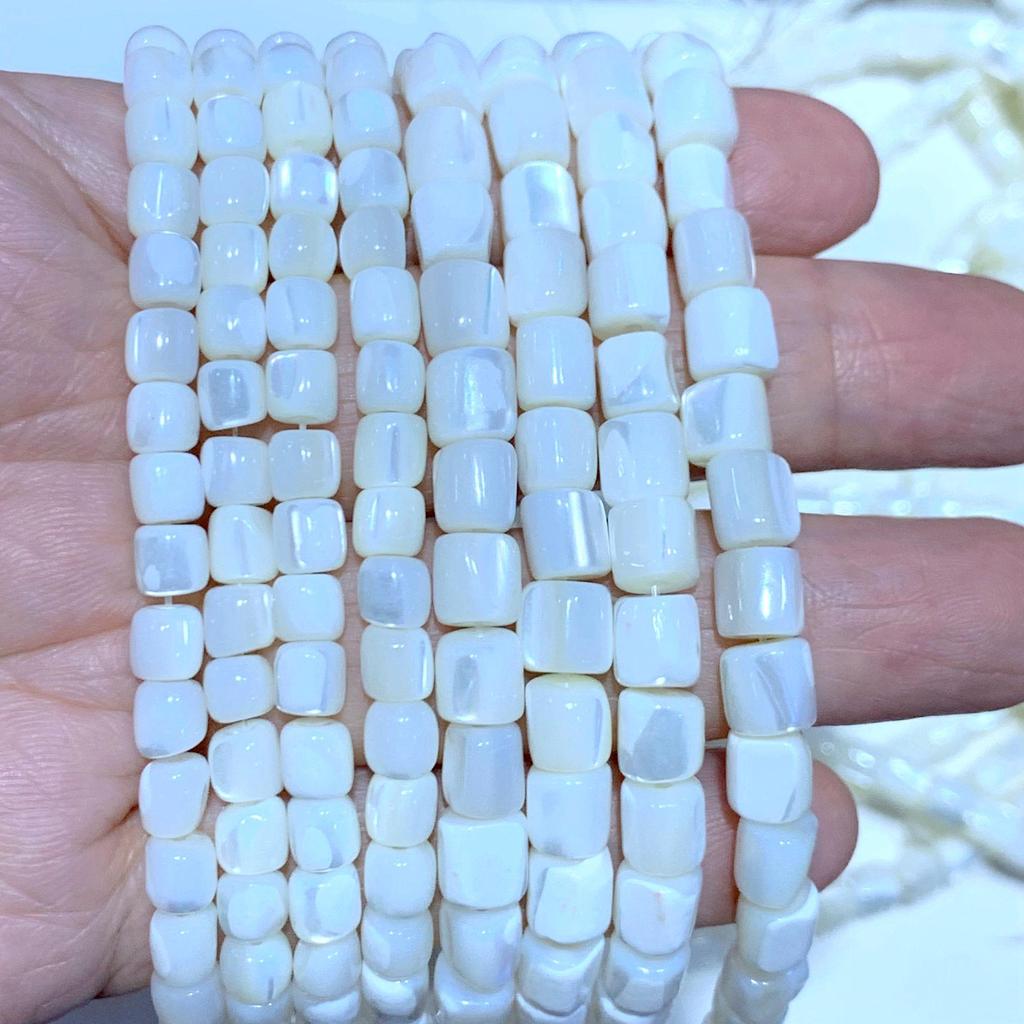 Натуральный перламутр Цилиндрические бусины 6 мм 8 мм, белые бусины в форме ракушки, свободные бусины для изготовления ювелирных изделий