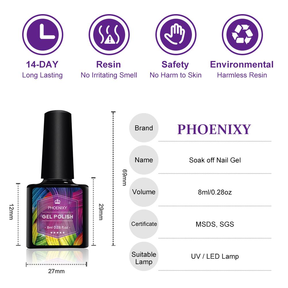 Набор полуперманентного гель-лака для ногтей PHOENIXY из 4шт