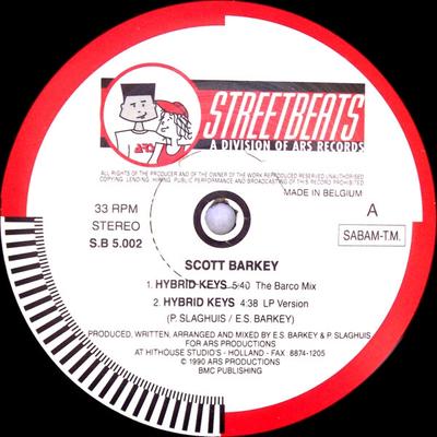 12-дюймовая пластинка SCOTT BARKEY - Hybrid Keys SB5002 Streetbeats 1990 Бельгия Танцевальная и электронная музыка Б/У
