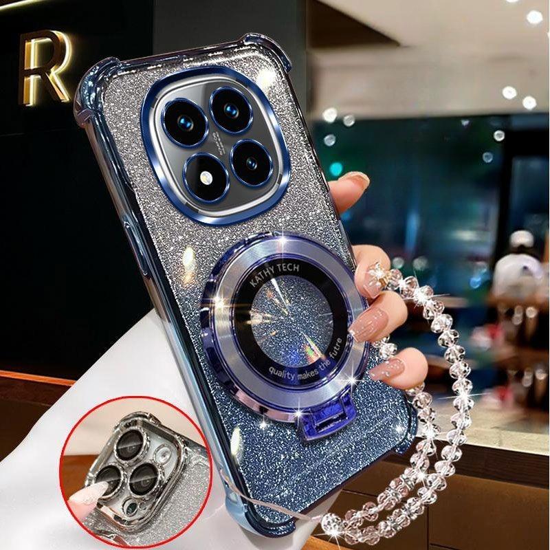 Crystal Bracelet Magnetic Stand Phone Case For Xiaomi 15T 14T Pro 13T 12T 11 Lite 15 12X 12S 17 Pro Max Glitter Shockproof Cover