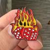 Burning Dice Flame Brooch Gambling Fun Badge Pin Buckle Accessory for Gamblers