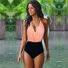 Skinny Color Matching One-piece Bikini Swimsuit Women Monokini Bathing Suits Bodysuit Plus Size Swimsuit Beach Swimming Suit For Female