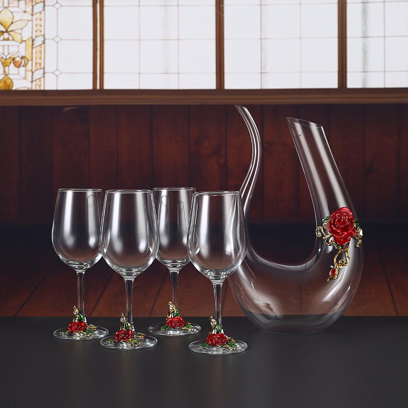 Металлический хрустальный бокал, набор бокалов для красного вина, графин, бутыль, диспенсер для вина, винный набор, барная посуда, барные наборы, посуда для напитков, изысканный подарок