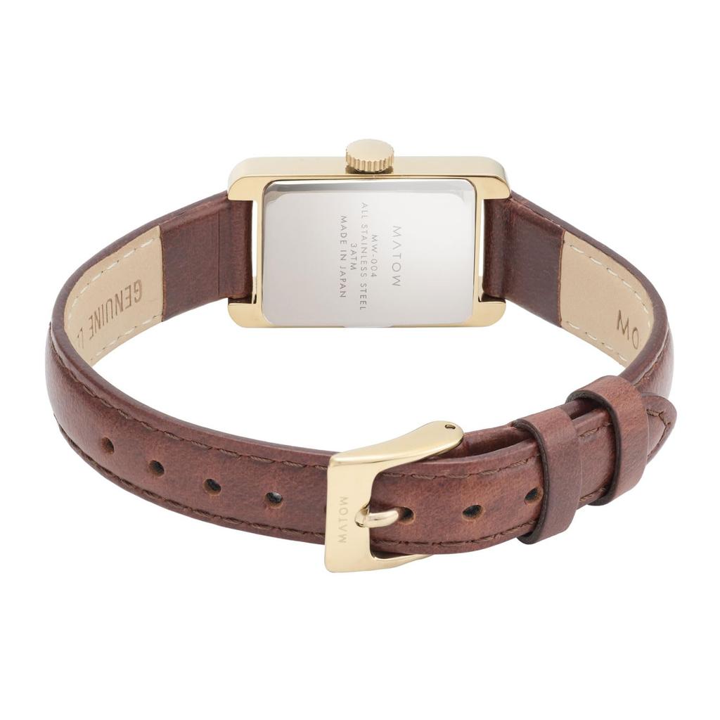 Авторизованный розничный продавец Часы mw004007 Oborozuki Прямоугольные Золотисто-коричневые Кожаные Арабские [MATOW] Женские [Tsuki - -]