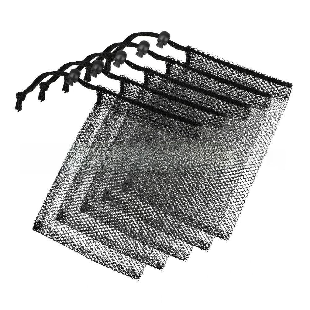 with Cord Lock Closure Small Mesh Bags Durable Black Pouch Mesh Drawstring Bags for Beach Games