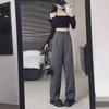 Women's Korean Striped Wide-Leg Pants - Slim, Versatile, Loose Fit for Spring & Autumn 2025