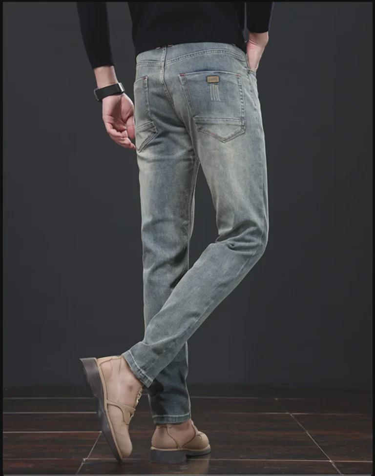 Мужские джинсы прямого кроя в стиле ретро с потертостями High-End на весну и осень
