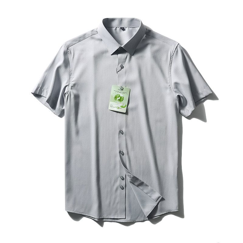 Mulberry Silk Short Sleeve Shirt Men's Summer Ice Silk 2024 New Coat Export Export Men's Clothing Business Casual Shirt