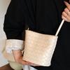 Korean 2025 New Summer Versatile Bucket Bag Women's Niche Design Rhombus Woven Pattern Casual Shoulder Oblique Span Bag