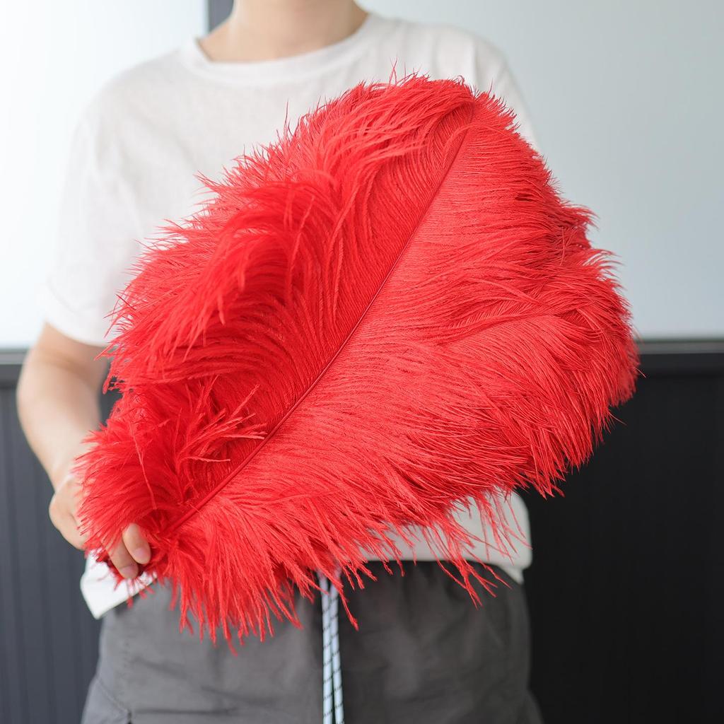 15-75cm Red Ostrich Feathers for Wedding Aisle Centerpieces, Table Decorations, Wall Art, Stage Props