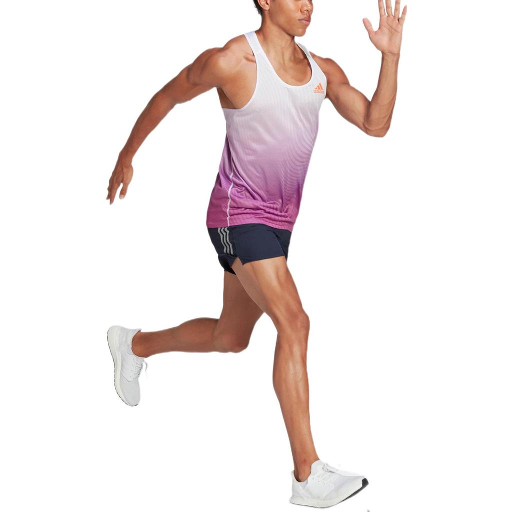 Adidas Reflective Logo Crew Neck Running Tank Top Men Tops Purple HK9512