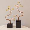 Metal Handicraft Golden Tree Crystal Ball Plum Blossom Statue Metal Decorative Figurines Home Decoration Accessories