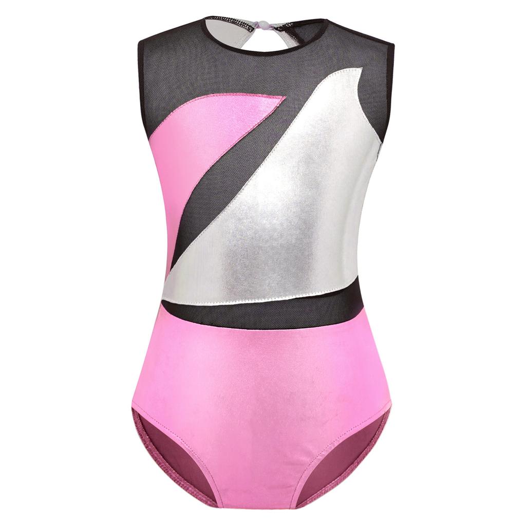 Гимнастические трико для девочек, танцевальное трико, детские блестящие металлические тренировочные костюмы