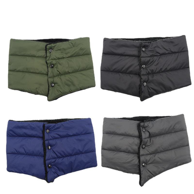 Water-Repellent Warm Plus Velvet Neck Warmer Scarf – Button Style, Solid Color for Autumn/Winter Outdoors