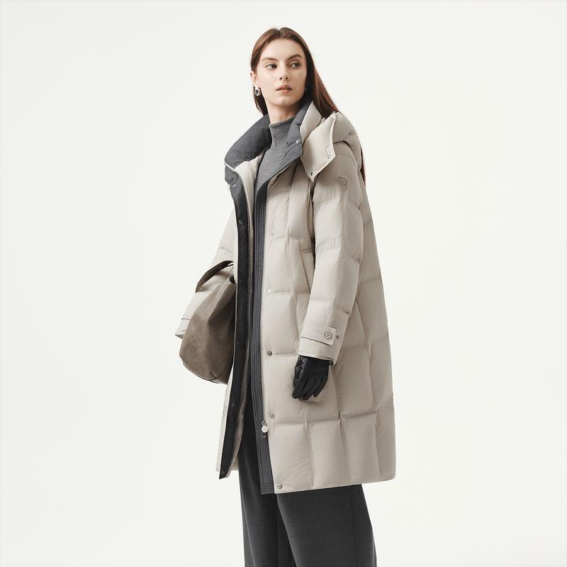 Tanboer Women's Mid-length Detachable Hood Down Jacket 5520818Z