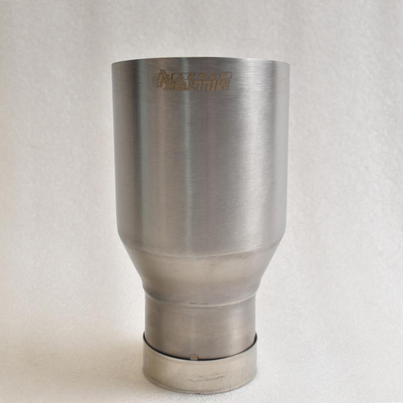MILLTEK SPORT Universal Car Muffler 304 Stainless Steel Matte Brushed Finish with Pointed Exhaust Tip And Slanted Pipe