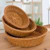 Imitation Wicker Woven Round Basket Bread Tray Serving For Food Fruit Kitchen Organizer Basket