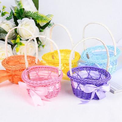 Плетеная из ротанга маленькая корзина для хранения цветов, корзина для покупок, корзина для белья, для растений, дома, свадьбы