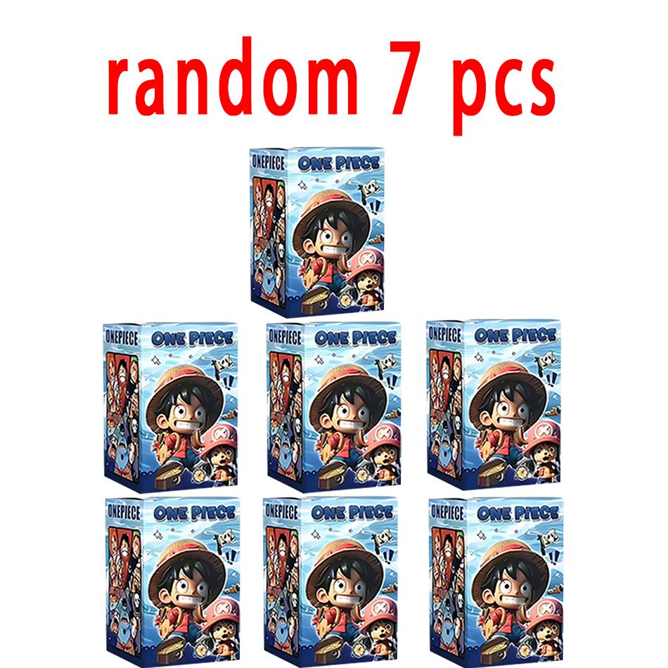One Piece blind box 1-8pcs Anime Ship Figure Luffy Model Toy kawayi Mini Boat Pirate Ship Navy Going Merry Boat Assembled Model