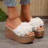 Elegant Floral Embellished Wedge Sandals for Women